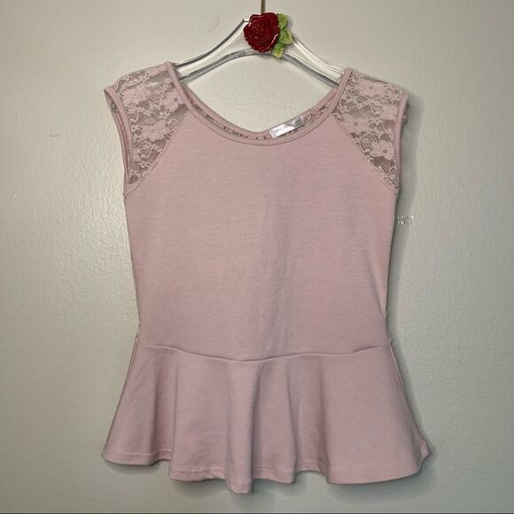 OBOE OBOE OBEO Lace Peplum Blouse/Top Large in BlushPink - Picture 3 of 7